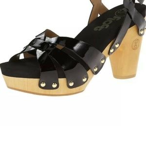 FLOGG Rainbow Black Patent Platform  Sandal